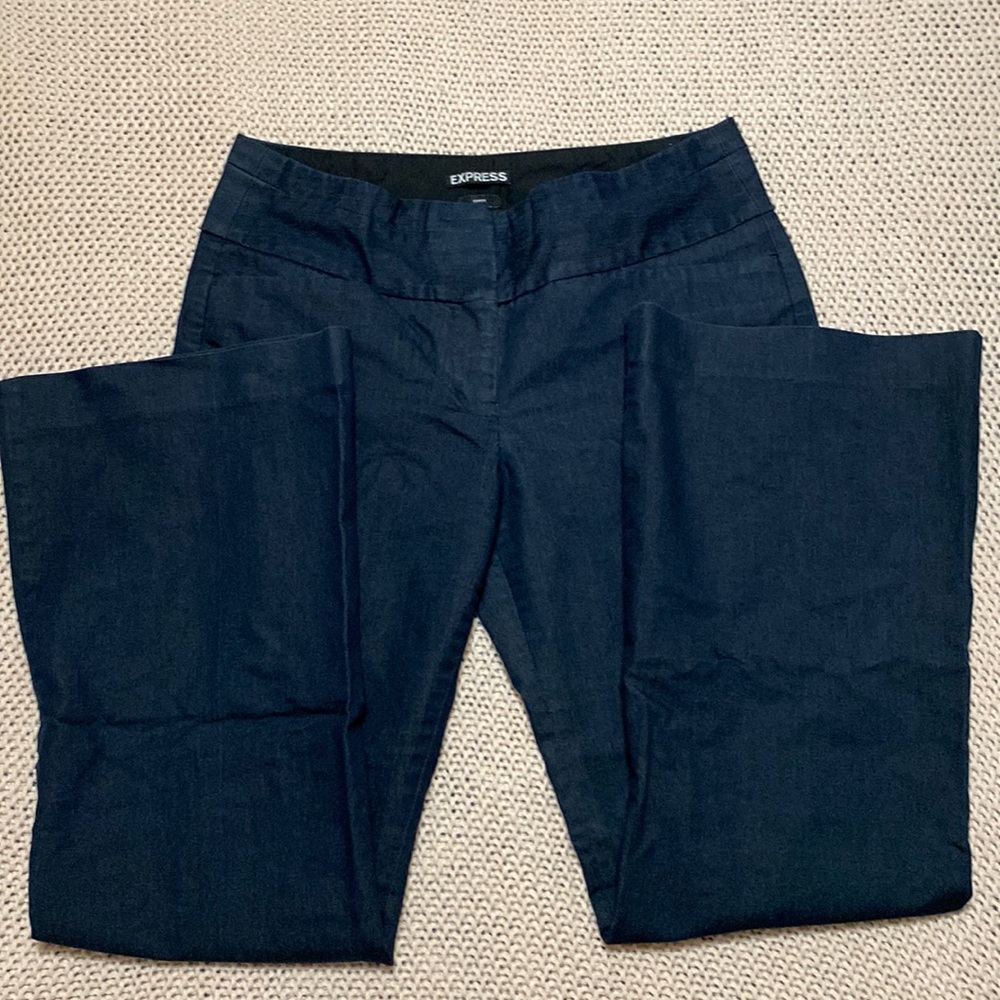 SOLD ON MERCARI Wide Legged Editor Navy Combo Denim-Like